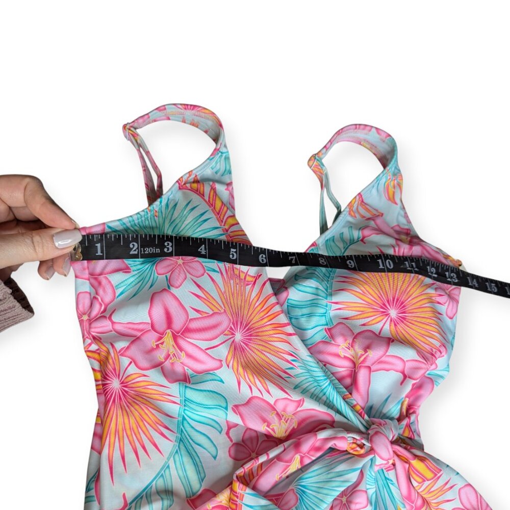 Member's Mark Tropical Floral Wrap One Piece Swimsuit Women's Size Medium NWT - Picture 7 of 13